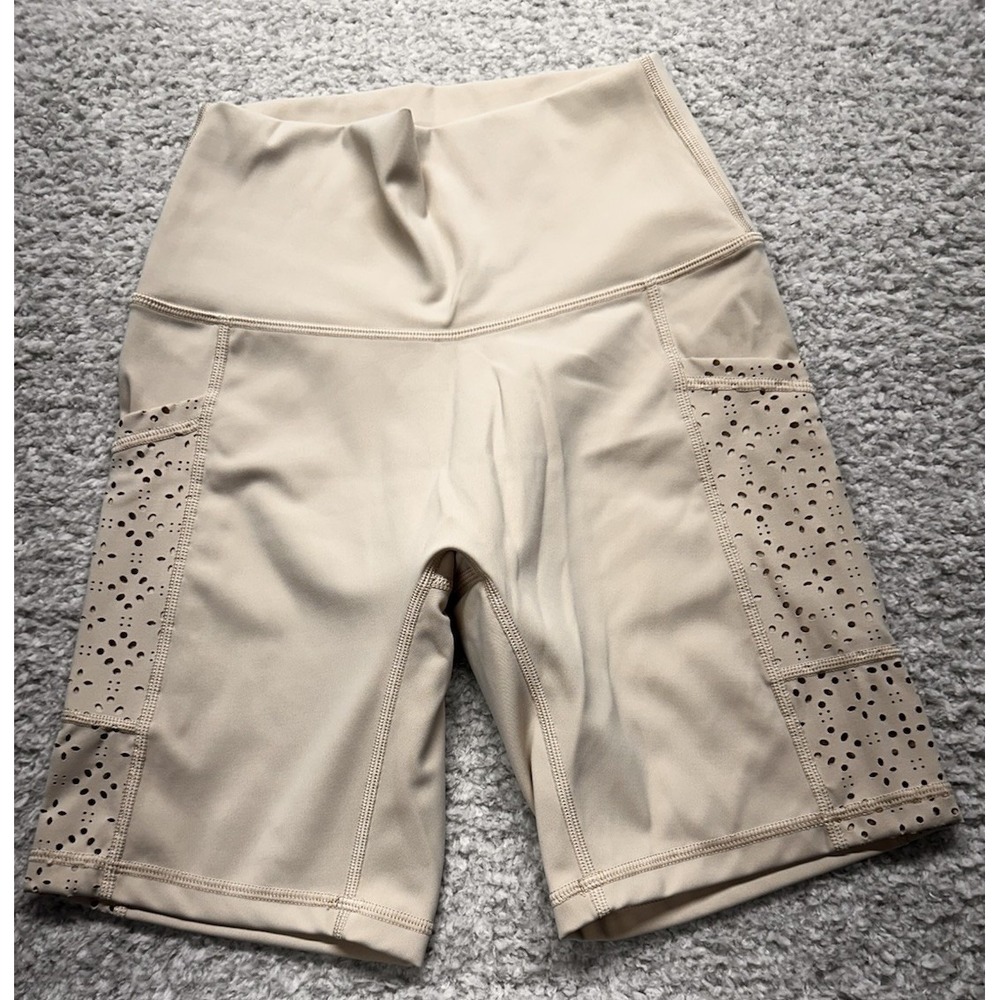 Aerie Bike Shorts‎ Womens Small Pink Mesh Pockets High Waist Athleisure Gym